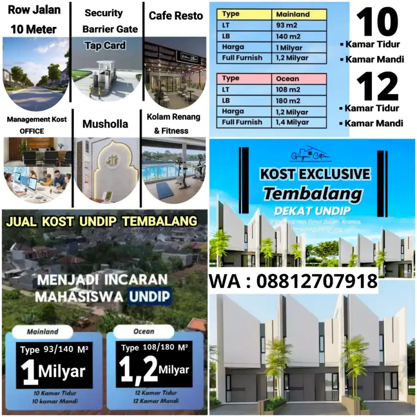 Jual kost Tembalang cluster griya citra ekslusif pinggir jalan