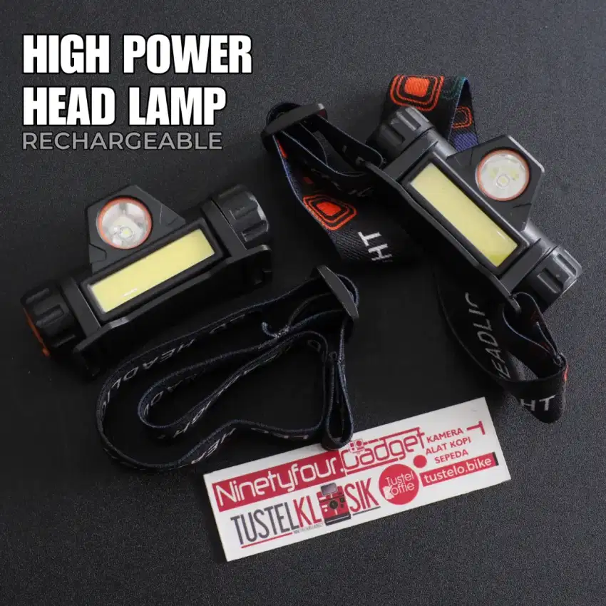 HighPower HeadLamp Recharge Lampu Senter Kepala Mancing Sepeda Camping