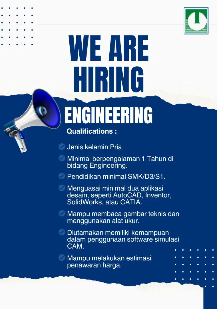 Dibutuhkan Segera Bagian Engineering