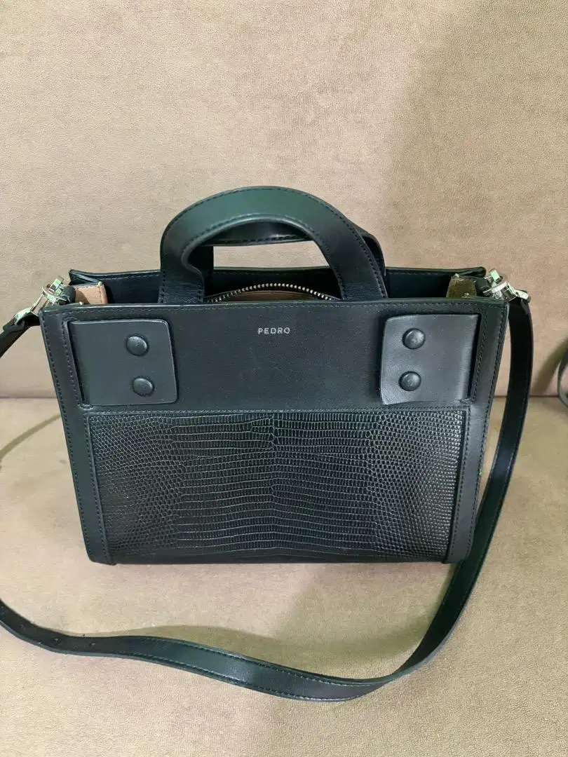 Tas Pedro Lizard-Effect Leather Top Handle Bag