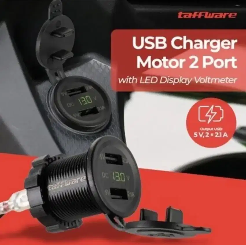 USB Charger Motor 2 Port 5V 2.1A LED Display Voltmeter