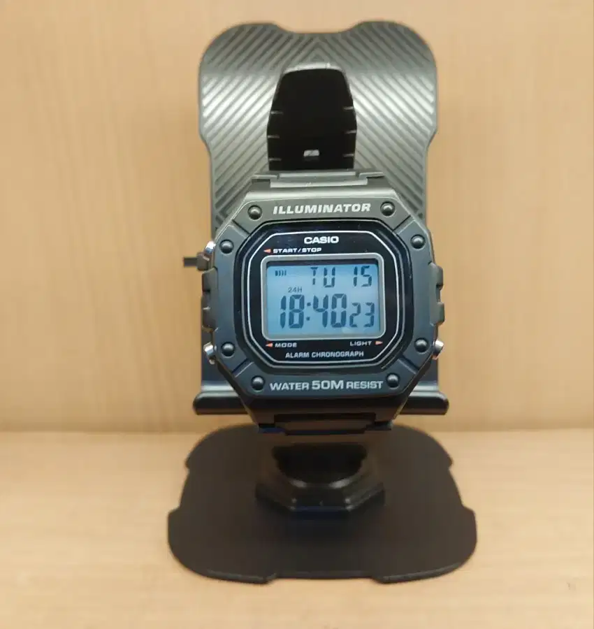Jam Tangan Pria Casio W-218H-1A Digital Dial Black Resin Band