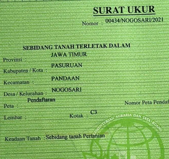 SHM Murah 87m2 Pandaan Pasuruan Klangkung Nogosari Tanah Kavling