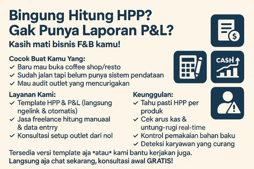 Template & Jasa Freelance Cost Control Coffee Shop / Cafe