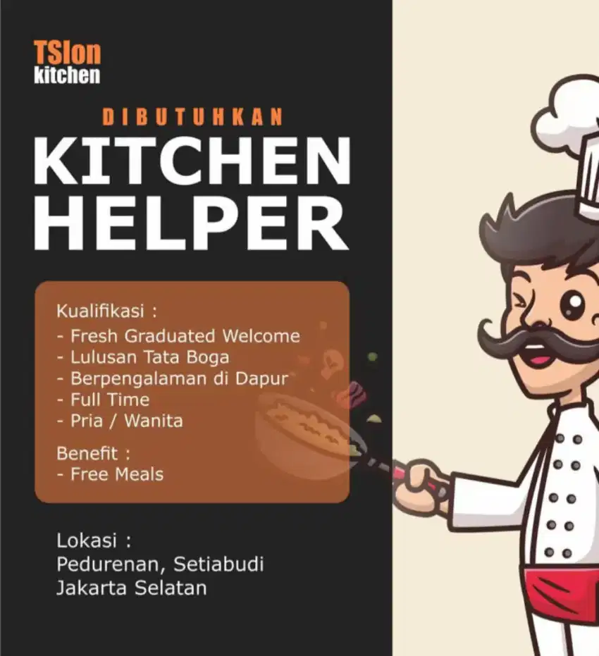 LOWONGAN KITCHEN HELPER DAN ROADSTER GEROBAK LISTRIK