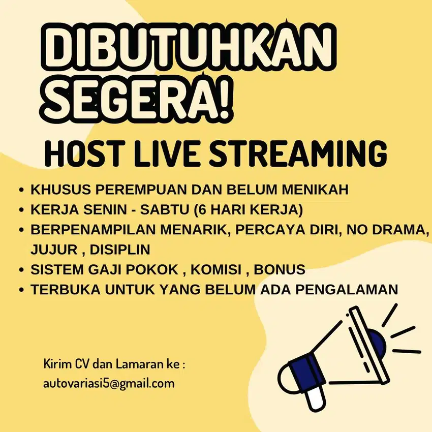 BUTUH SEGERA ! HOST LIVE STREAMING