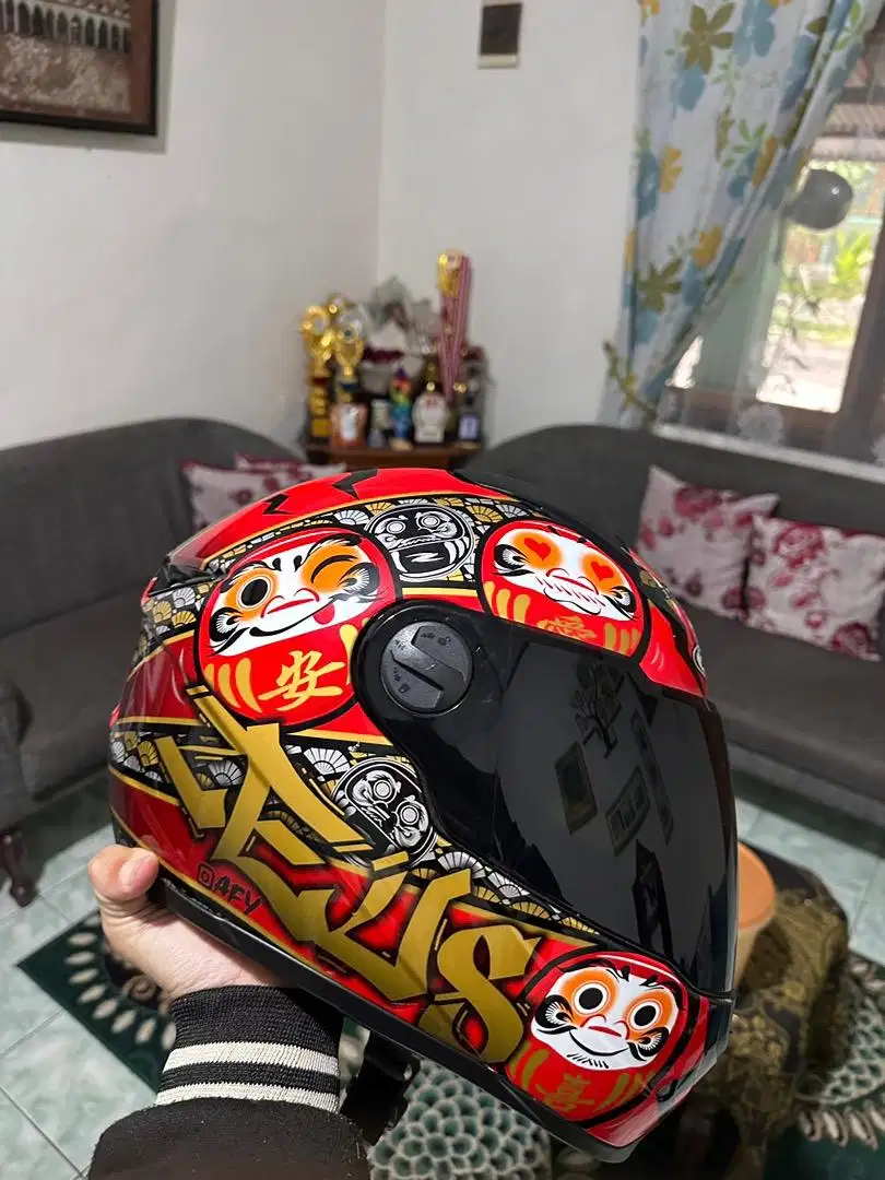 Zeus ZS 811 MBLK AL35 Red Doff Full Face Single Dark Visor