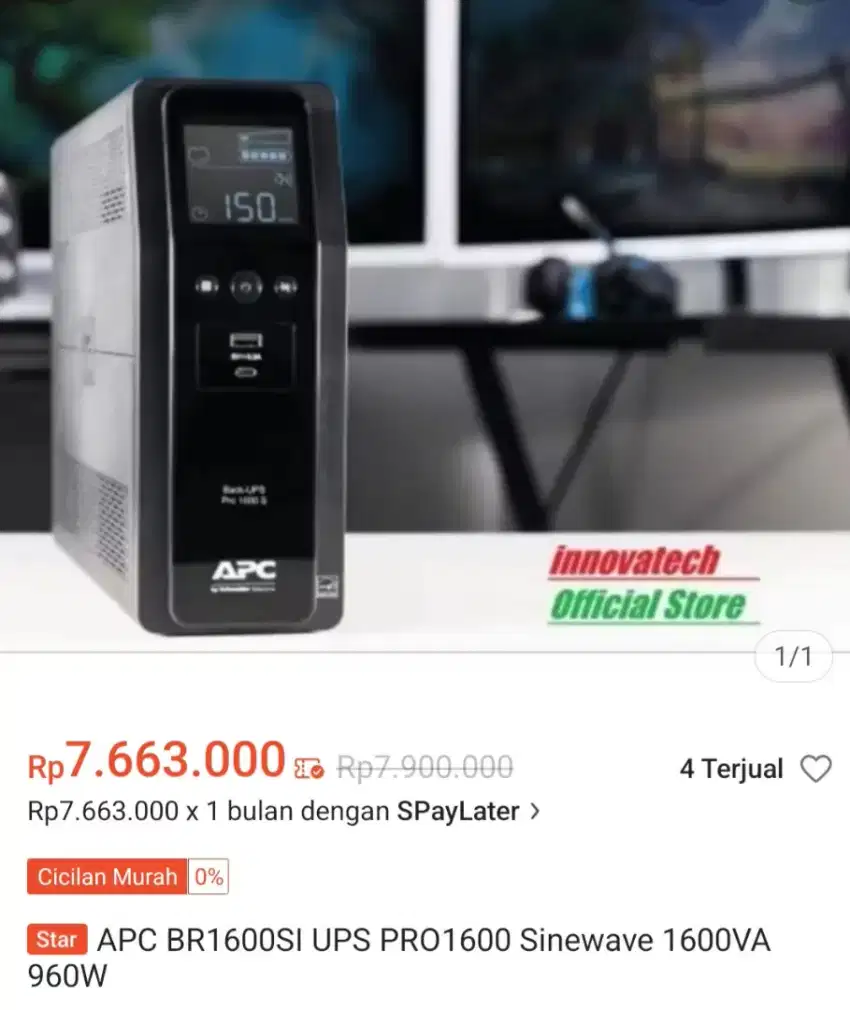 Back Ups Pro 1600 S bekas jarang pakai