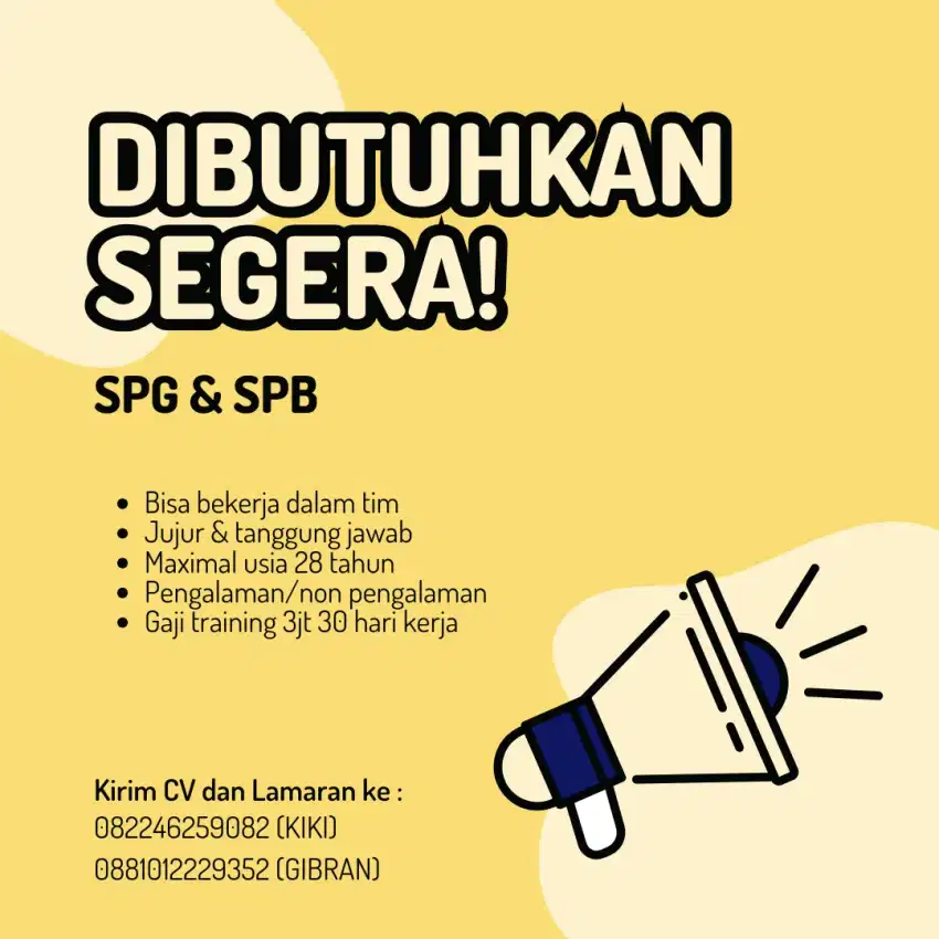 Lowongan kerja SPB&SPG