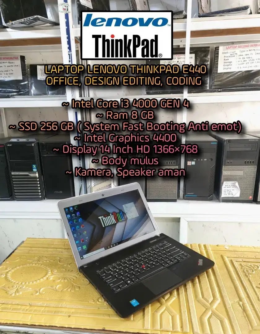 LENOVO THINKPAD CORE i3 / RAM 8GB / SSD 256 GB
LAPTOP DESIGN CODING