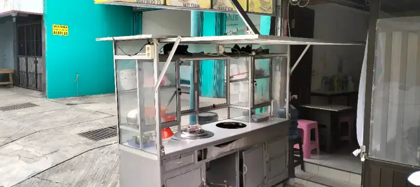 Gerobak Etalase Aluminium (Mie Ayam, Bakso, Bubur Ayam)