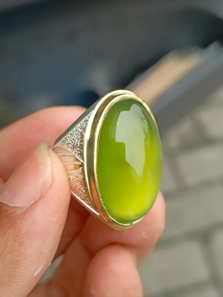 Cincin batu serpentine aceh green apple