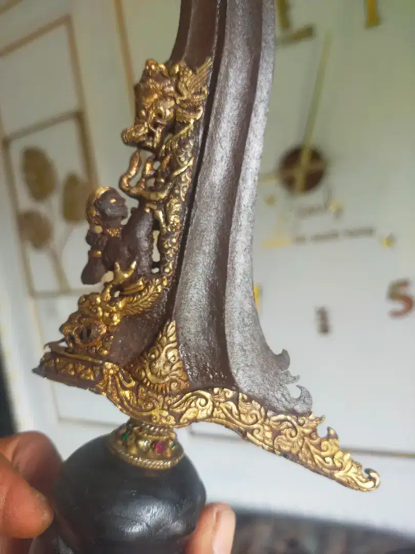 Keris bima kinatah perak lapis emas langka