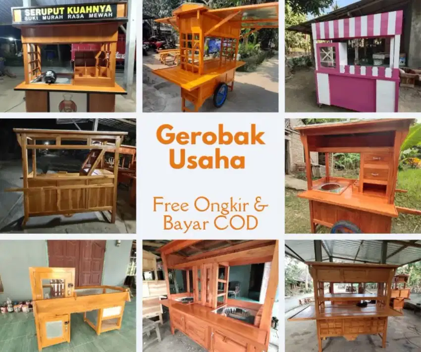 Gerobak jualan gerobak usaha gratis kirim bayar COD