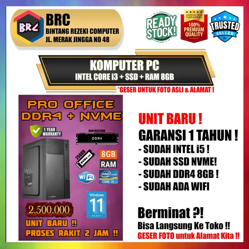 Komputer BARU Intel Core i5 ddr4 - 1 Tahun