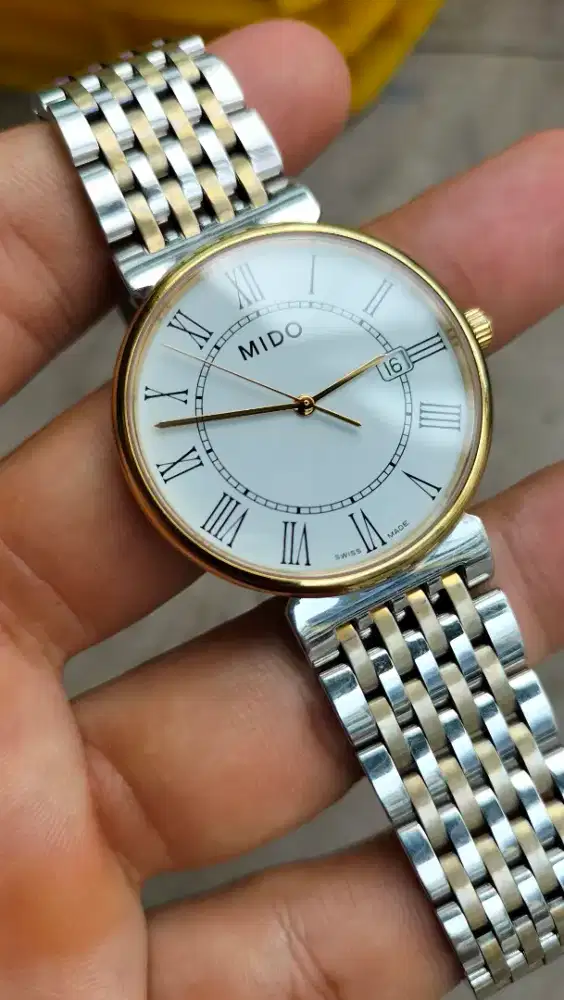 Jam tangan Mido Dorada White slim bukan Seiko Tissot omega longines