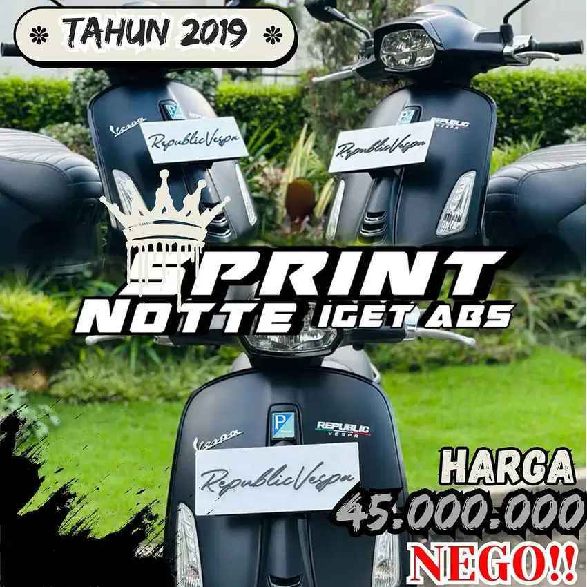 [LIMT EDITION] VESPA SPRINT NOTTE 150 IGET ABS LED HITAM DOFF