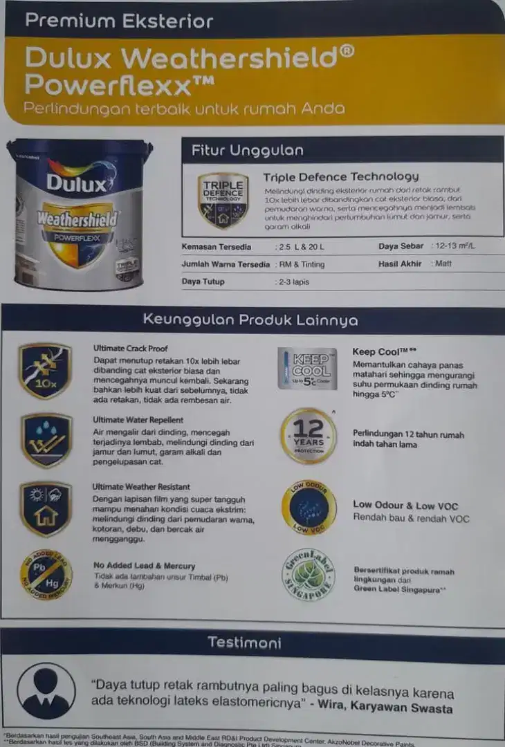 CAT DULUX JENIS WEATHERSHIELD