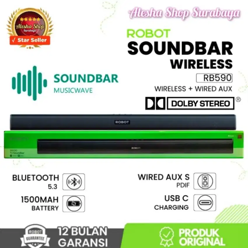 ROBOT RB590 TV SoundBar Powerful Bass Stereo Sound Speaker Bluetooth
