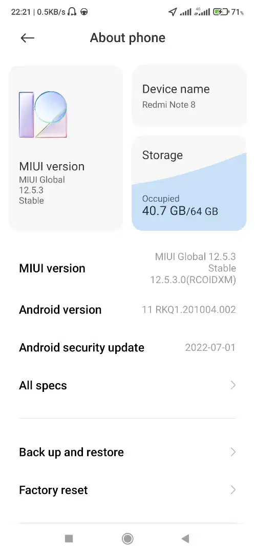 Hp Redmi Note 8 Second