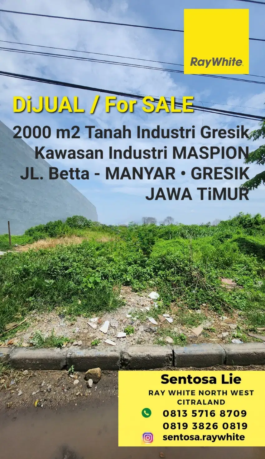 Dijual 2000 m2 Tanah Industri Beta Maspion Manyar Gresik Jawa Timur