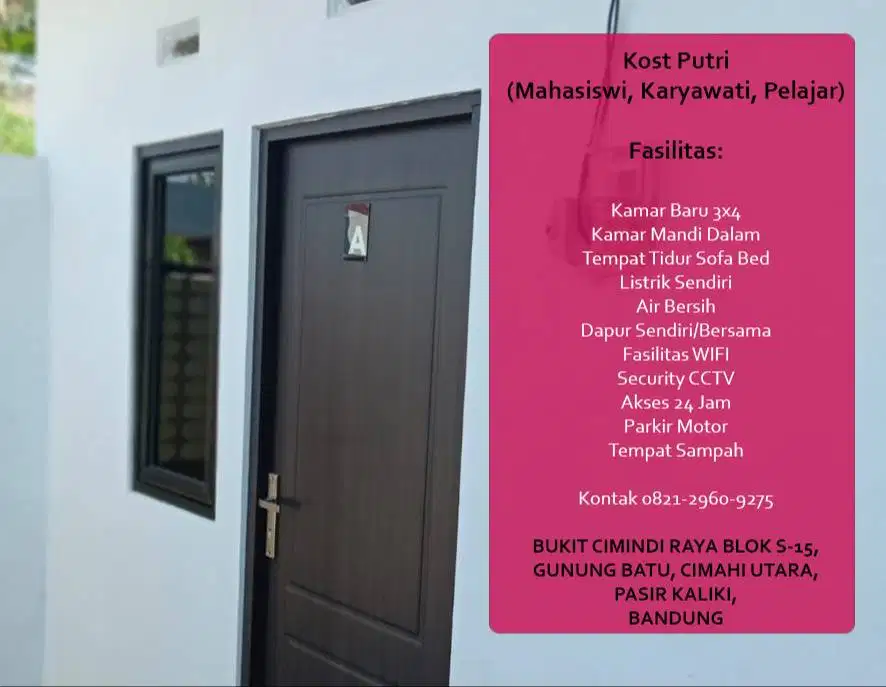 Terima Kost Putri (Karyawati, Mahasiswi, Pelajar)