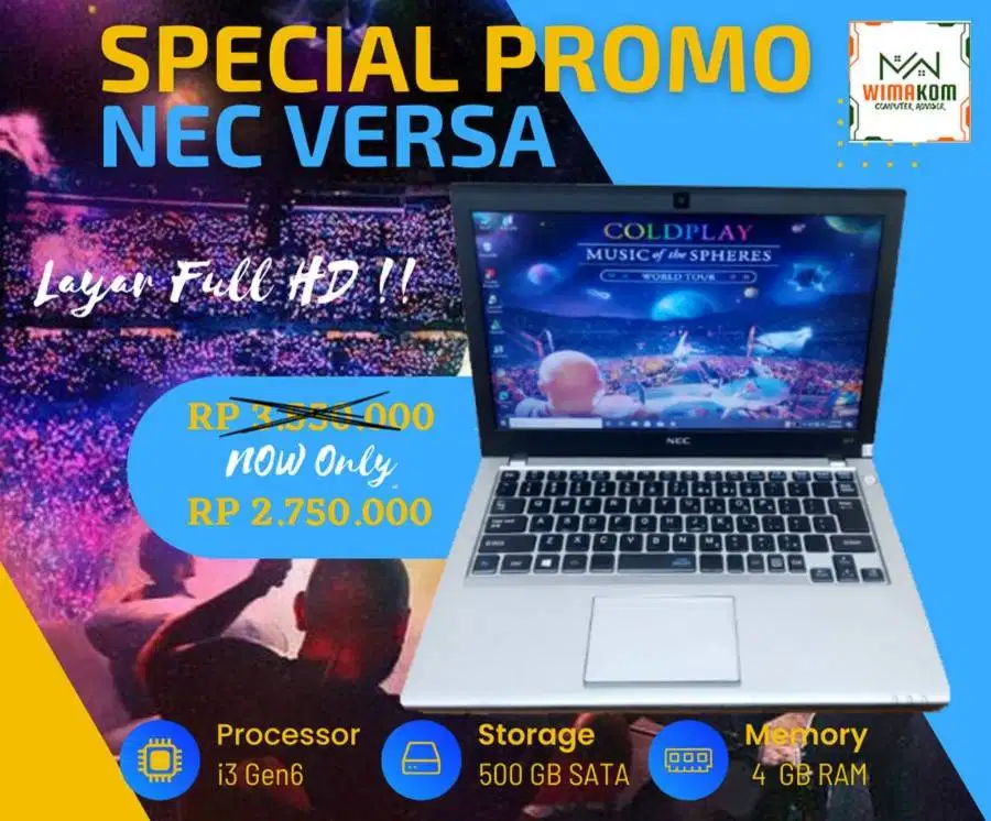 Laptop Murah NEC Versa Japan Core i3 GEN6 RAM 4GB Bagus (W)