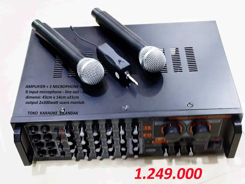 AMPLIFIER KARAOKE 3000 + 2MIC WIRELESS usb - sd card - efek echo - mp3