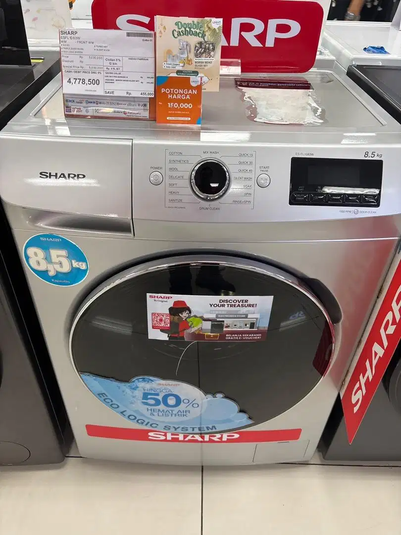 Mesin cuci Sharp 8,5kg front loading bisa cicilan tanpa dp