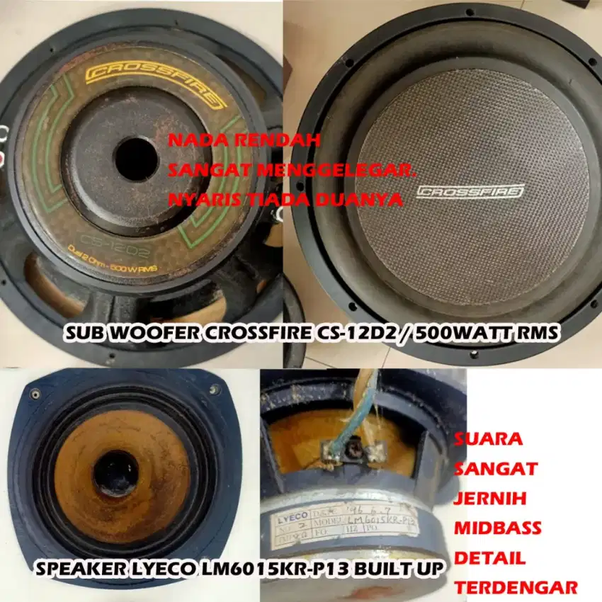 Subwoofer crossfire cs-12d2&speaker lyeco lm6015kr