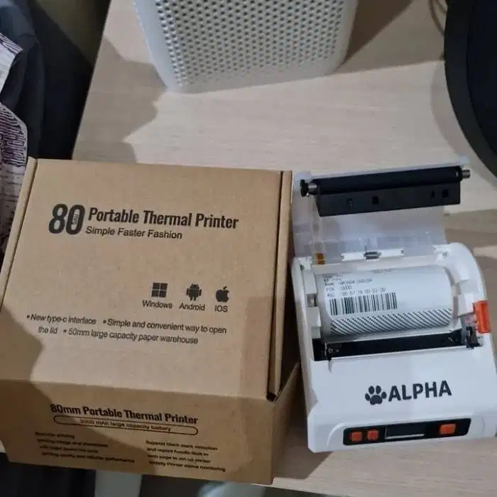 printer label resi thermal bluetooth dapat cetak struk 80mm Merk Alpha