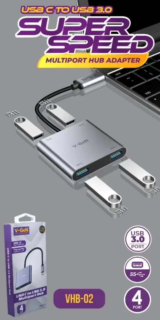 USB Type C HUB V-GeN VHB-02 4 Port USB3.0 5Gbps