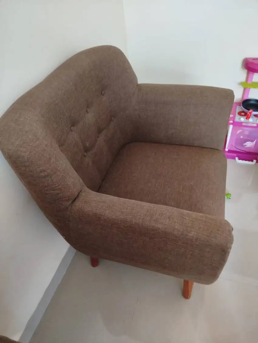 Jual sofa second bahan canvas warna mocca