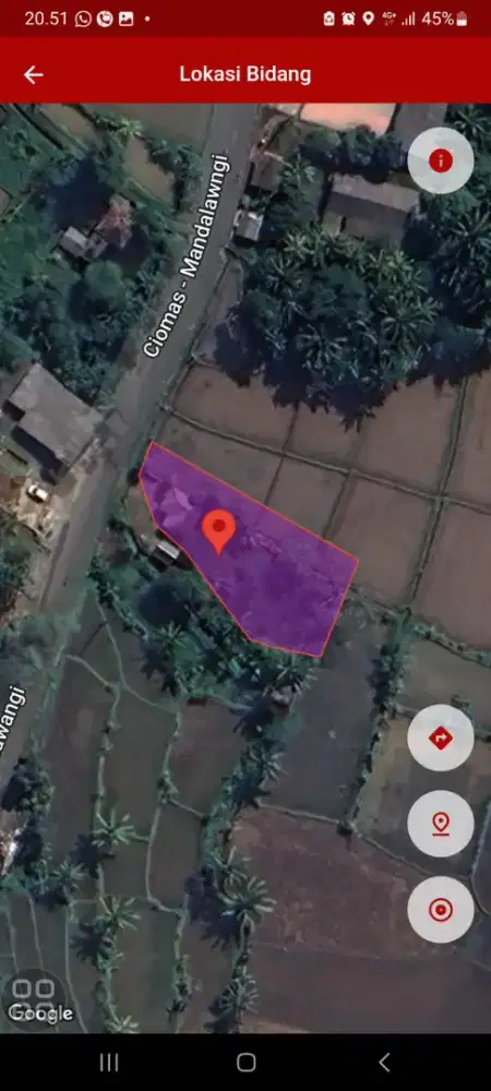 FS TANAH MANDALAWANGI 750M2 jl besar ciomas mandalawangi