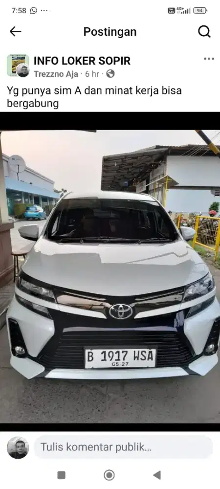 Lowongan driver untuk bandara dan jabodetabek