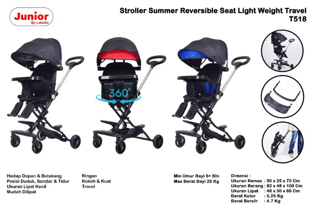 Junior labeille summer T518 kereta dorong bayi baby stroller