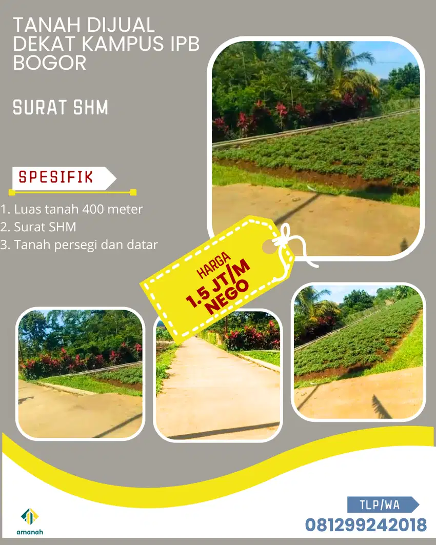 Tanah Di Jual Dekat Kampus IPB Bogor Harga 1 Jt-an Per Meter