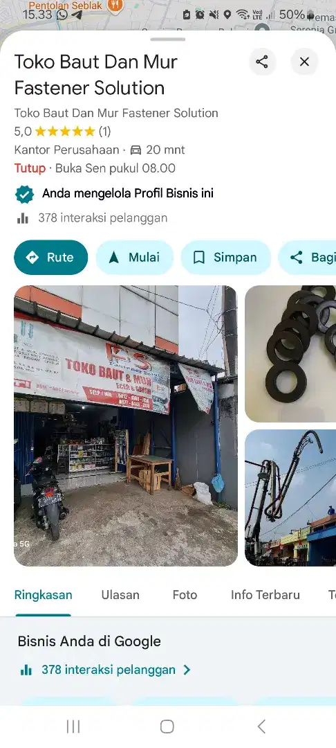 Take over usaha Toko Baut Mur