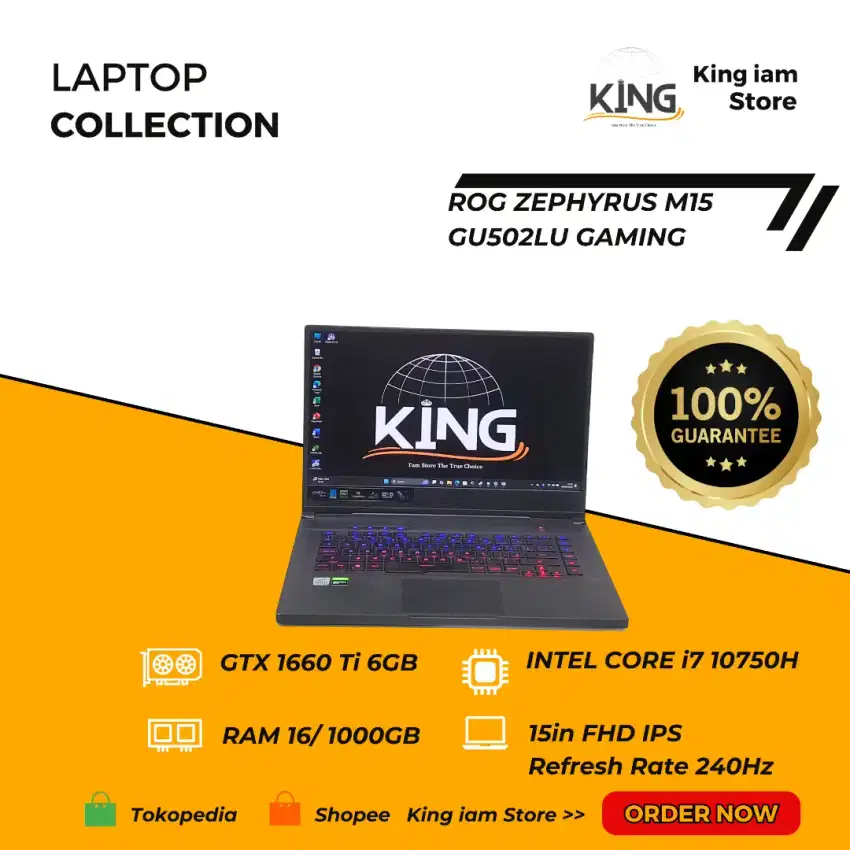ASUS ROG ZEPHYRUS M15 GU502LU INTEL i7 9750H RAM 16/1TB GTX 1660Ti
