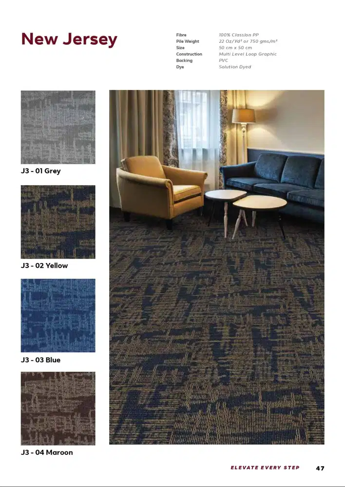 Karpet Tile 50x50 cm NEW JERSEY /Karpet Lantai Office / 03 - Blue