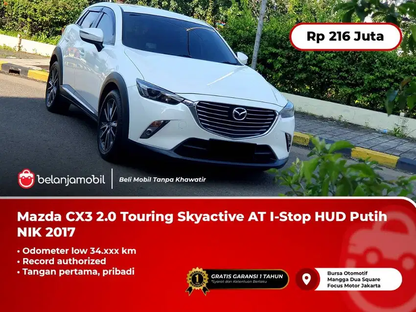 [LOW KM] Mazda CX3 2.0 Touring Skyactive AT I-Stop HUD Putih 2017/2018
