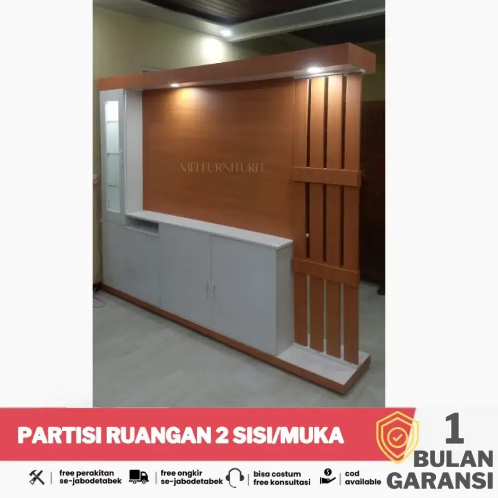 Lemari partisi ruangan dua muka/sisi 250x200 / sekat ruang tamu