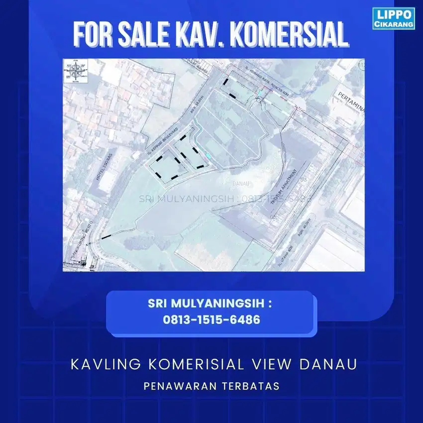 DI JUAL CEPAT TANAH KOMERSIAL DENGAN VIEW DANAU DI LIPPO CIKARANG