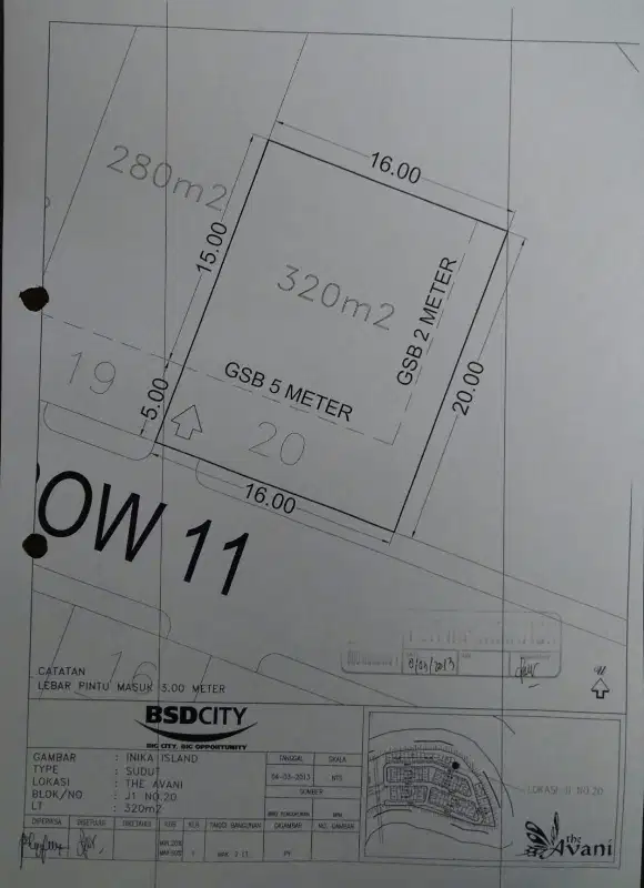 Kavling Inika Island The Avani Bsd Tangerang 320 m2 Hoek View Sungai