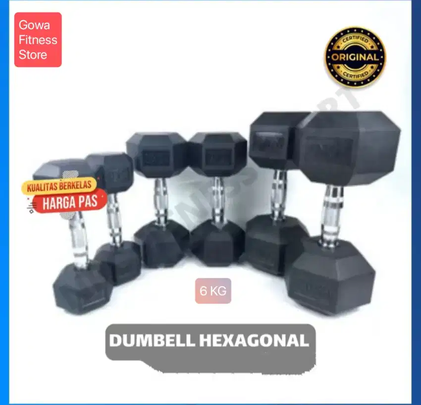 Dumbbell hexagonal satuan 6 kg barbel dumbbell hexa
