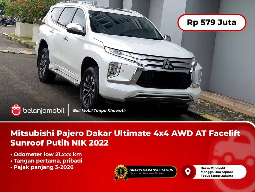 [ LOW KM ] Mitsubishi Pajero Dakar Ultimate 4x4 AWD AT Putih 2022 2023