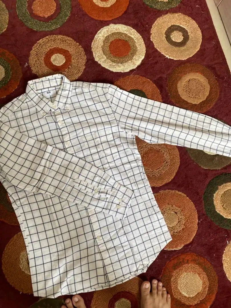 Kemeja flanel putih original UNIQLO size S