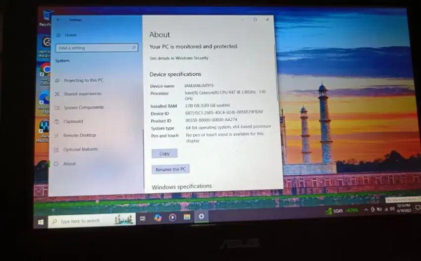 Notebook Asus X200 2GB SSD 256 GB