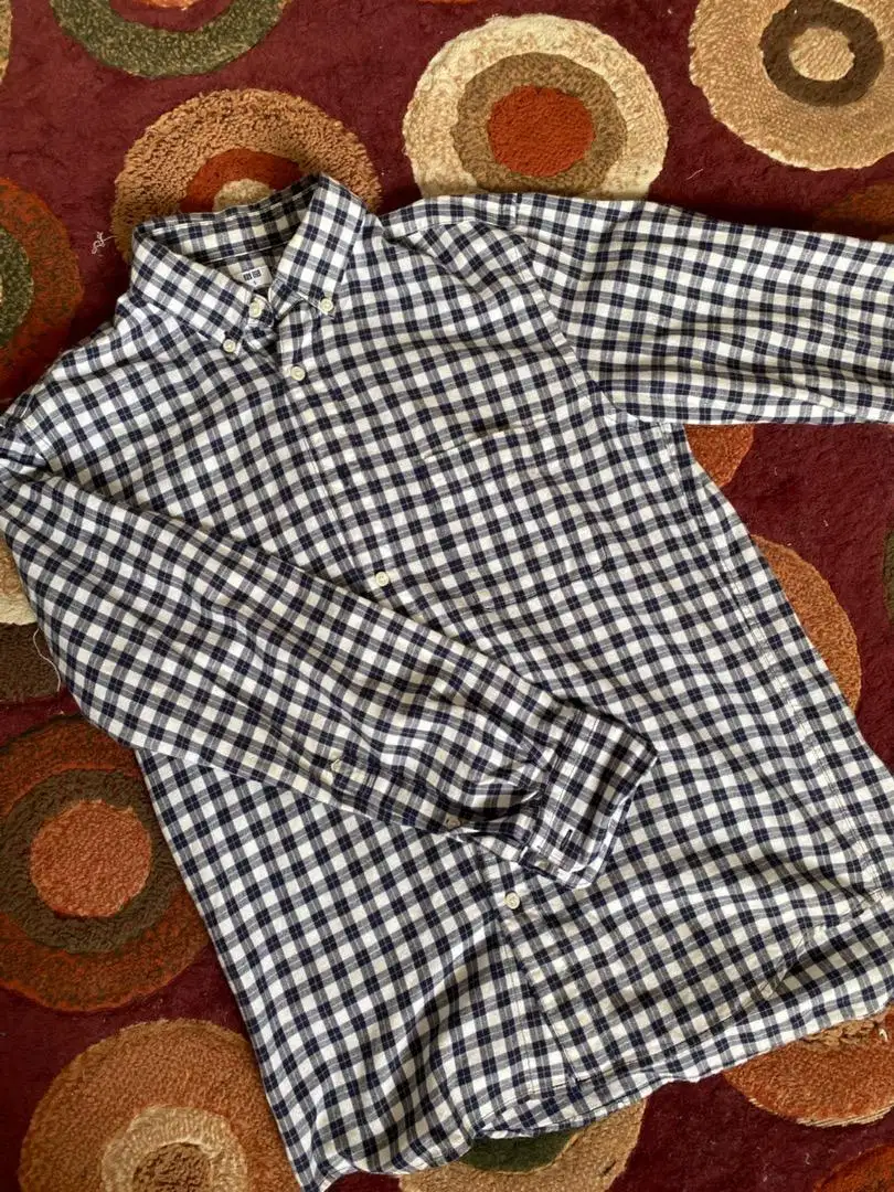 Kemeja flanel biru putih original UNIQLO size S