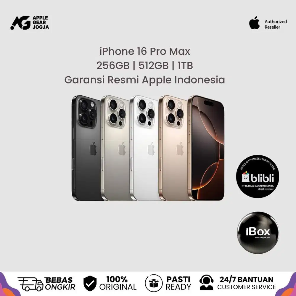 (iBox) New iPhone 16 Pro Max 256GB Garansi Resmi Indonesia GDN Blibli